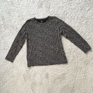 BANANA REPUBLIC -Black with white leopard print LS “Malibu Tee” Size XL NWOT